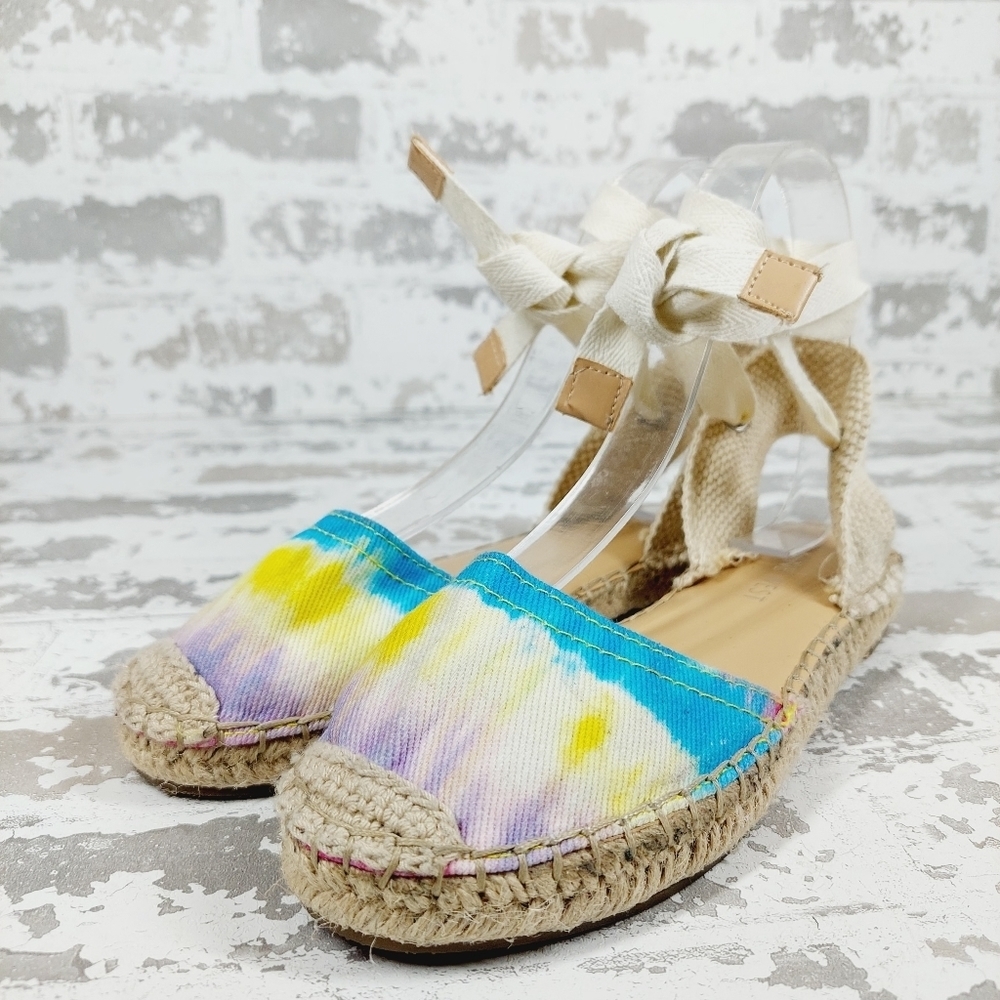 NEW Nine West Meow 7 Womens Canvas Padded Insole Tie Dye Espadrilles M954 - Picture 2 of 11